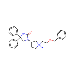 C[N@+]1(CCOCc2ccccc2)CC[C@H](N2CC(c3ccccc3)(c3ccccc3)NC2=O)C1 ZINC000253684872