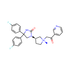 C[N@@+]1(CC(=O)c2cccnc2)CC[C@@H](N2CC(c3ccc(F)cc3)(c3ccc(F)cc3)NC2=O)C1 ZINC000253686458