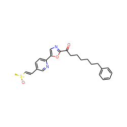 C[S@+]([O-])C=Cc1ccc(-c2cnc(C(=O)CCCCCCc3ccccc3)o2)nc1 ZINC000103239553