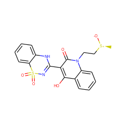 C[S@+]([O-])CCn1c(=O)c(C2=NS(=O)(=O)c3ccccc3N2)c(O)c2ccccc21 ZINC000101037077