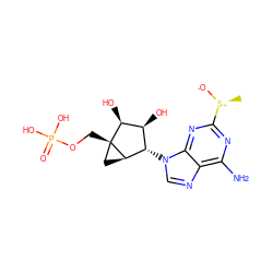 C[S@+]([O-])c1nc(N)c2ncn([C@H]3[C@H](O)[C@H](O)[C@@]4(COP(=O)(O)O)C[C@H]34)c2n1 ZINC000103109935