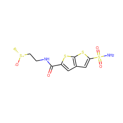 C[S@@+]([O-])CCNC(=O)c1cc2cc(S(N)(=O)=O)sc2s1 ZINC000003779178