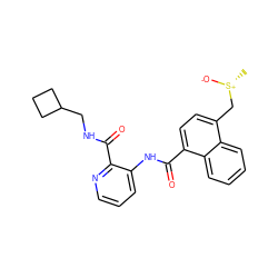 C[S@@+]([O-])Cc1ccc(C(=O)Nc2cccnc2C(=O)NCC2CCC2)c2ccccc12 ZINC000095597893