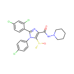 C[S@@+]([O-])c1c(C(=O)NN2CCCCC2)nc(-c2ccc(Cl)cc2Cl)n1-c1ccc(Cl)cc1 ZINC000049068435