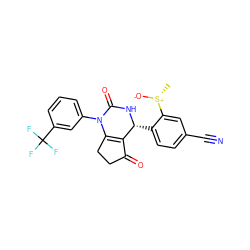 C[S@@+]([O-])c1cc(C#N)ccc1[C@H]1NC(=O)N(c2cccc(C(F)(F)F)c2)C2=C1C(=O)CC2 ZINC000224574227