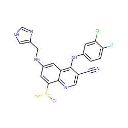 C[S@@+]([O-])c1cc(NCc2c[nH]cn2)cc2c(Nc3ccc(F)c(Cl)c3)c(C#N)cnc12 ZINC000014977360