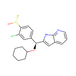 C[S@@+]([O-])c1ccc([C@H](OC2CCCCC2)c2cc3cccnc3[nH]2)cc1Cl ZINC000653807541