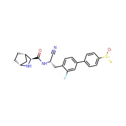 C[S@@+]([O-])c1ccc(-c2ccc(C[C@@H](C#N)NC(=O)[C@H]3N[C@@H]4CC[C@H]3C4)c(F)c2)cc1 ZINC000219313206