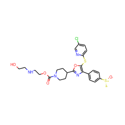 C[S@@+]([O-])c1ccc(-c2nc(C3CCN(C(=O)OCCNCCO)CC3)oc2Sc2ccc(Cl)cn2)cc1 ZINC000199816686