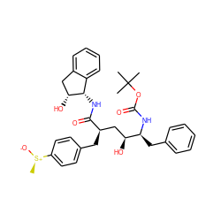 C[S@@+]([O-])c1ccc(C[C@H](C[C@H](O)[C@H](Cc2ccccc2)NC(=O)OC(C)(C)C)C(=O)N[C@H]2c3ccccc3C[C@H]2O)cc1 ZINC000014943279