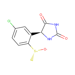 C[S@@+]([O-])c1ccc(Cl)cc1[C@@H]1NC(=O)NC1=O ZINC000028226143