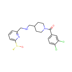 C[S@@+]([O-])c1cccc(CNCC2CCN(C(=O)c3ccc(Cl)c(Cl)c3)CC2)n1 ZINC000013782344