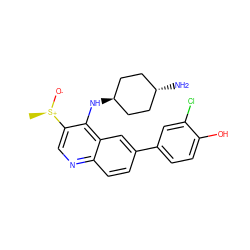 C[S@@+]([O-])c1cnc2ccc(-c3ccc(O)c(Cl)c3)cc2c1N[C@H]1CC[C@H](N)CC1 ZINC000473215403