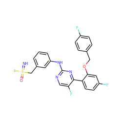 C[S@@](=N)(=O)Cc1cccc(Nc2ncc(F)c(-c3ccc(F)cc3OCc3ccc(F)cc3)n2)c1 ZINC000206906048