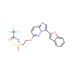 C[S@@](=O)(CCOc1ccc2ncc(-c3cc4ccccc4o3)n2n1)=NC(=O)C(F)(F)F ZINC000204938407