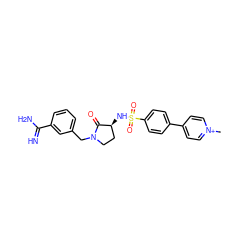 C[n+]1ccc(-c2ccc(S(=O)(=O)N[C@H]3CCN(Cc4cccc(C(=N)N)c4)C3=O)cc2)cc1 ZINC000013800355