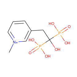 C[n+]1cccc(CC(O)(P(=O)(O)O)P(=O)(O)O)c1 ZINC000001887267