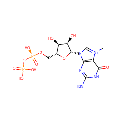 C[n+]1cn([C@@H]2O[C@H](CO[P@@](=O)(O)OP(=O)(O)O)[C@@H](O)[C@H]2O)c2nc(N)[nH]c(=O)c21 ZINC000015521877