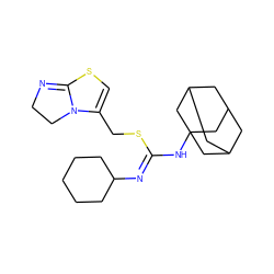 C1=C(CS/C(=N\C2CCCCC2)NC23CC4CC(CC(C4)C2)C3)N2CCN=C2S1 ZINC000049567453