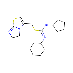 C1=C(CS/C(=N\C2CCCCC2)NC2CCCC2)N2CCN=C2S1 ZINC000049850420