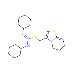 C1=C(CS/C(=N\C2CCCCC2)NC2CCCCC2)N2CCCN=C2S1 ZINC000049573630