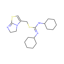 C1=C(CS/C(=N\C2CCCCC2)NC2CCCCC2)N2CCN=C2S1 ZINC000049841567