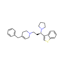 C1=C(Cc2ccccc2)CCN(CC[C@H](c2csc3ccccc23)N2CCCC2)C1 ZINC000299824739