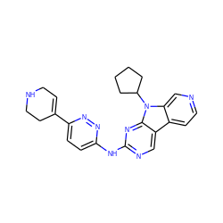 C1=C(c2ccc(Nc3ncc4c5ccncc5n(C5CCCC5)c4n3)nn2)CCNC1 ZINC000117681828