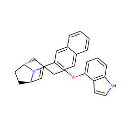 C1=C(c2ccc3ccccc3c2)C[C@H]2CC[C@H]1N2CCCOc1cccc2[nH]ccc12 ZINC000101019793