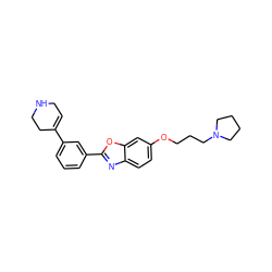 C1=C(c2cccc(-c3nc4ccc(OCCCN5CCCC5)cc4o3)c2)CCNC1 ZINC001772602620