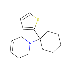 C1=CCN(C2(c3cccs3)CCCCC2)CC1 ZINC000000004184