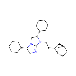 C1CCC([C@H]2CN3C(=NC[C@@H]3C3CCCCC3)N2CC[C@@H]2C[C@H]3CC[C@H]2C3)CC1 ZINC000253794720