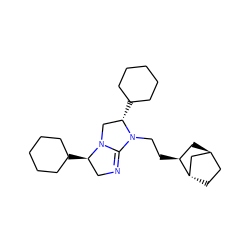 C1CCC([C@H]2CN3C(=NC[C@H]3C3CCCCC3)N2CC[C@H]2C[C@H]3CC[C@H]2C3)CC1 ZINC000253642434