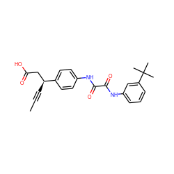 CC#C[C@@H](CC(=O)O)c1ccc(NC(=O)C(=O)Nc2cccc(C(C)(C)C)c2)cc1 ZINC000145913065