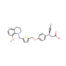 CC#C[C@@H](CC(=O)O)c1ccc(OCc2ccc(CN3CCCc4cccc(OC)c43)s2)cc1 ZINC000205374029