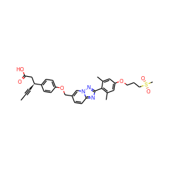 CC#C[C@@H](CC(=O)O)c1ccc(OCc2ccc3nc(-c4c(C)cc(OCCCS(C)(=O)=O)cc4C)nn3c2)cc1 ZINC001772640787