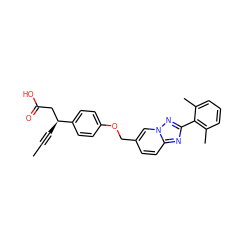 CC#C[C@@H](CC(=O)O)c1ccc(OCc2ccc3nc(-c4c(C)cccc4C)nn3c2)cc1 ZINC001772614933