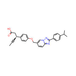 CC#C[C@@H](CC(=O)O)c1ccc(OCc2ccc3nc(-c4ccc(C(C)C)cc4)nn3c2)cc1 ZINC001772626109