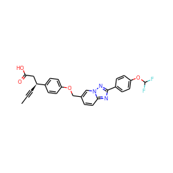 CC#C[C@@H](CC(=O)O)c1ccc(OCc2ccc3nc(-c4ccc(OC(F)F)cc4)nn3c2)cc1 ZINC001772628403