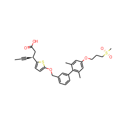 CC#C[C@@H](CC(=O)O)c1ccc(OCc2cccc(-c3c(C)cc(OCCCS(C)(=O)=O)cc3C)c2)s1 ZINC001772592827