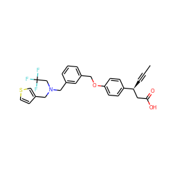 CC#C[C@@H](CC(=O)O)c1ccc(OCc2cccc(CN(Cc3ccsc3)CC(F)(F)F)c2)cc1 ZINC001772598023