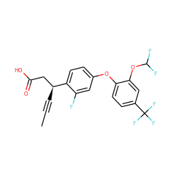 CC#C[C@@H](CC(=O)O)c1ccc(Oc2ccc(C(F)(F)F)cc2OC(F)F)cc1F ZINC000071341371