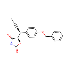 CC#C[C@@H](c1ccc(OCc2ccccc2)cc1)[C@H]1OC(=O)NC1=O ZINC000071341174