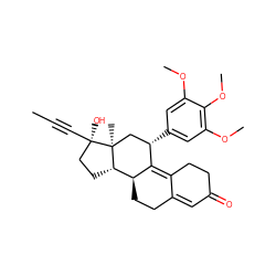 CC#C[C@]1(O)CC[C@H]2[C@@H]3CCC4=CC(=O)CCC4=C3[C@@H](c3cc(OC)c(OC)c(OC)c3)C[C@@]21C ZINC000034802073