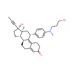 CC#C[C@]1(O)CC[C@H]2[C@@H]3CCC4=CC(=O)CCC4=C3[C@@H](c3ccc(N(C)CCCO)cc3)C[C@@]21C ZINC000040422742