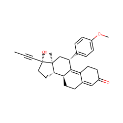 CC#C[C@]1(O)CC[C@H]2[C@@H]3CCC4=CC(=O)CCC4=C3[C@@H](c3ccc(OC)cc3)C[C@@]21C ZINC000034802075