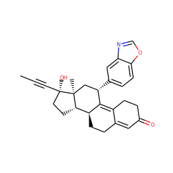 CC#C[C@]1(O)CC[C@H]2[C@@H]3CCC4=CC(=O)CCC4=C3[C@@H](c3ccc4ocnc4c3)C[C@@]21C ZINC000073200525