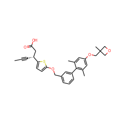 CC#C[C@H](CC(=O)O)c1ccc(OCc2cccc(-c3c(C)cc(OCC4(C)COC4)cc3C)c2)s1 ZINC001772598493