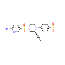 CC#C[C@H]1CN(S(=O)(=O)c2ccc(N)nc2)CCN1c1ccc(S(C)(=O)=O)cc1 ZINC000169311059