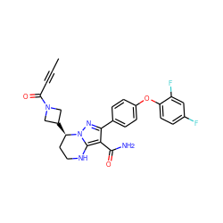 CC#CC(=O)N1CC([C@@H]2CCNc3c(C(N)=O)c(-c4ccc(Oc5ccc(F)cc5F)cc4)nn32)C1 ZINC001772636706